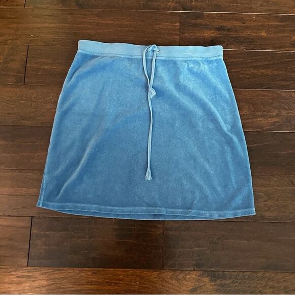 Y2K Juicy Couture Terry Cloth Skirt LARGE Blue Terrycloth Casual Summer Swim - Picture 4 of 11